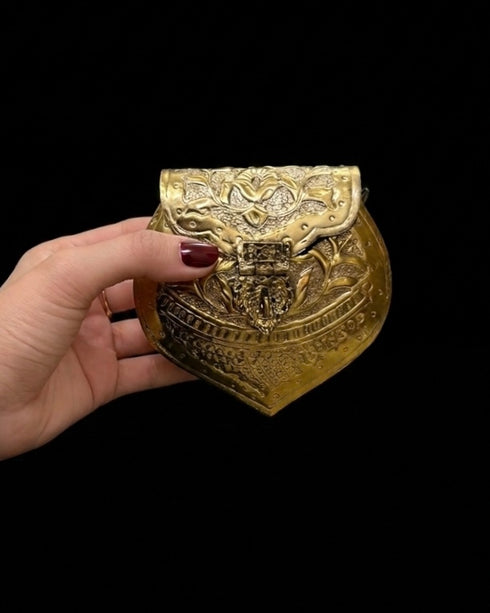 Heart Metal Brass Clutch - Small