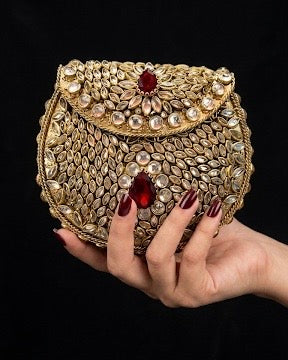 Round Kundan Clutch (Medium)