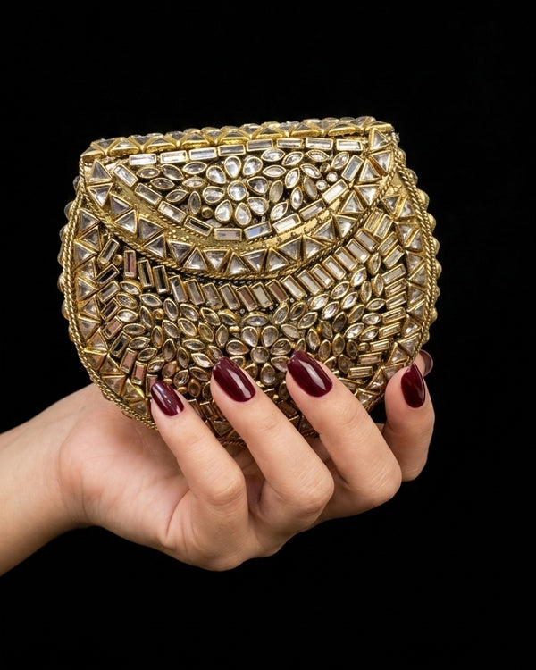 Round Kundan Clutch (Medium)