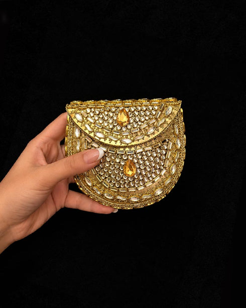 Round Kundan Clutch (Medium)