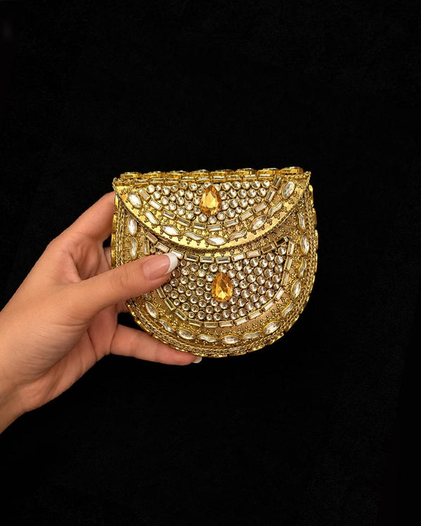 Round Kundan Clutch (Medium)