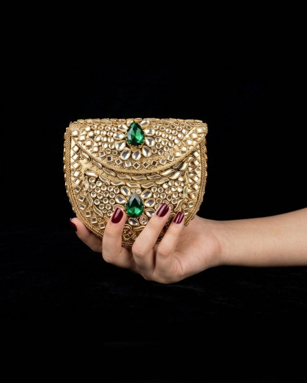Round Kundan Clutch (Medium)