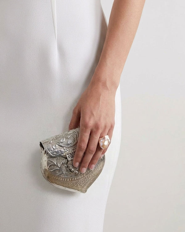 Heart Metal Brass Clutch - Small