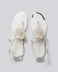 Off white floral Handwork Sandals