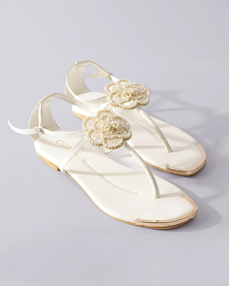 Off white floral Handwork Sandals