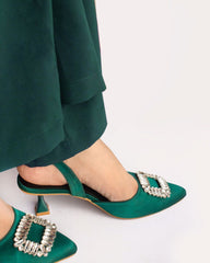 Green Heels with Brooch