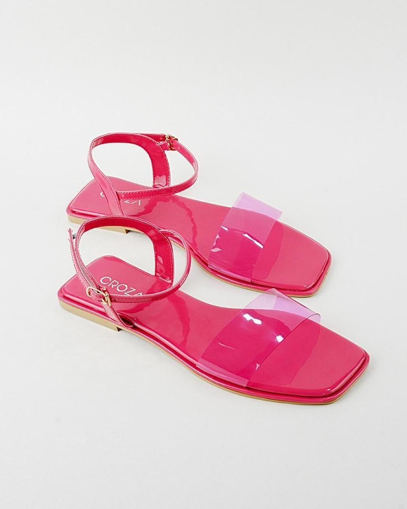 Pink Vinyl Strap Sandals