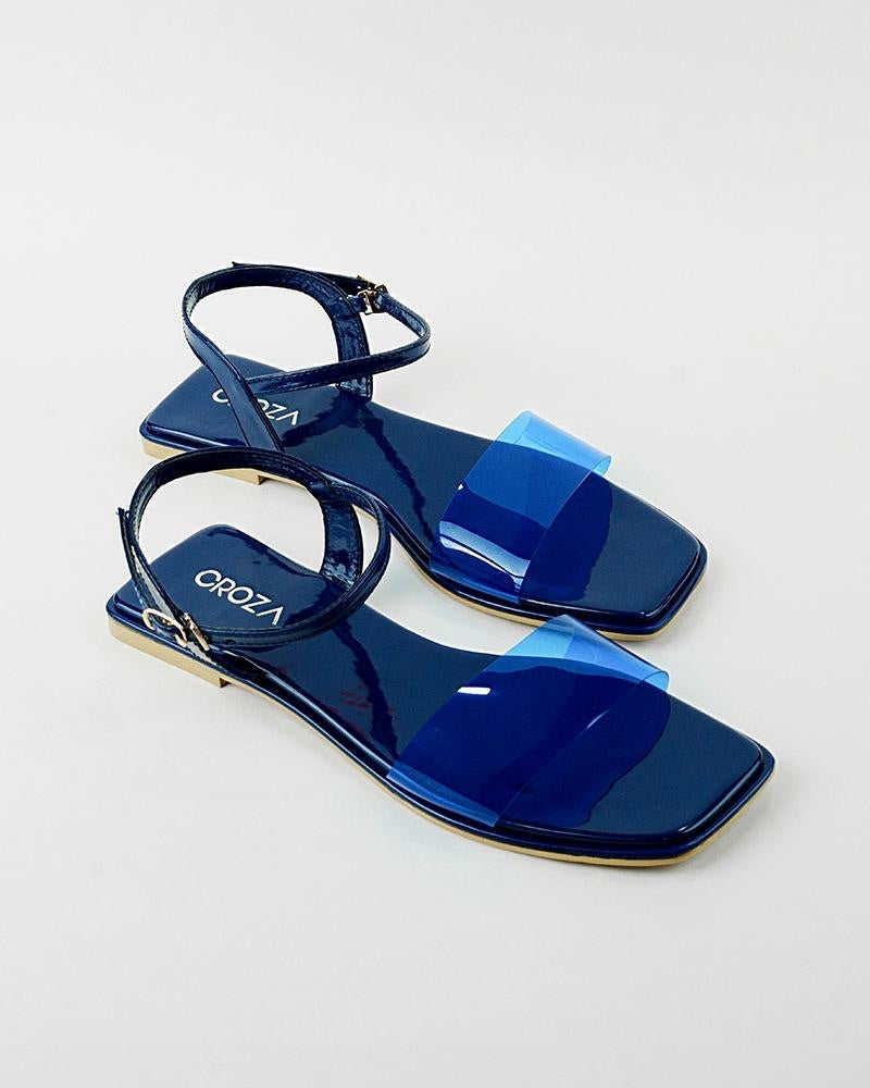 Blue Vinyl Strap Sandals