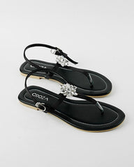 Black Brooch Sandals