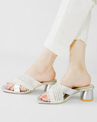 Silver Handwork Block Heels