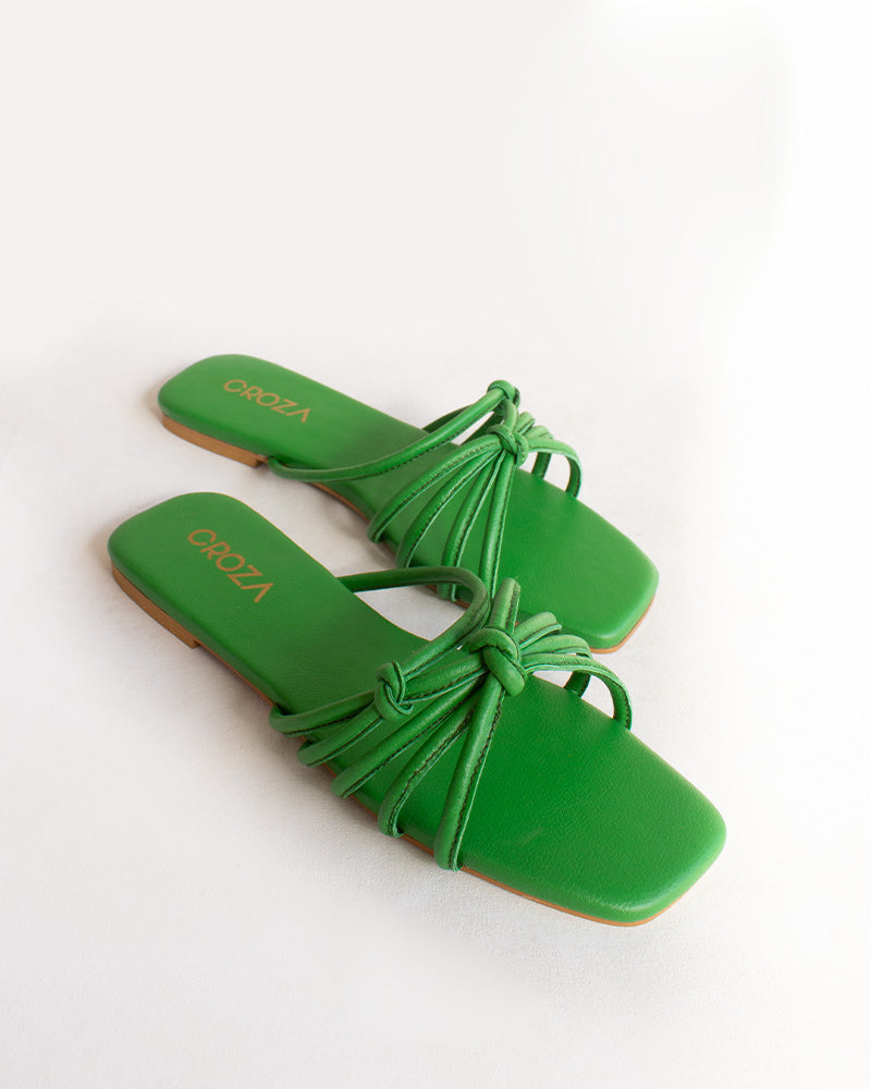 Green Strappy Flats