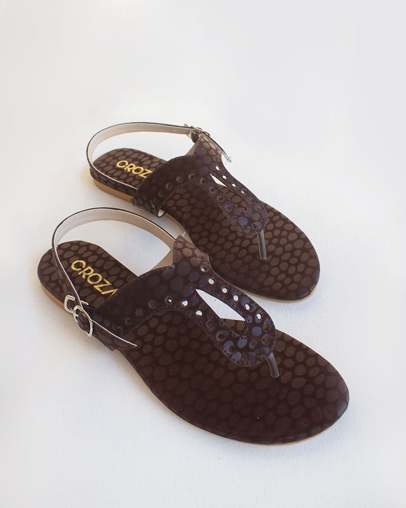 Brown Textured Sandals