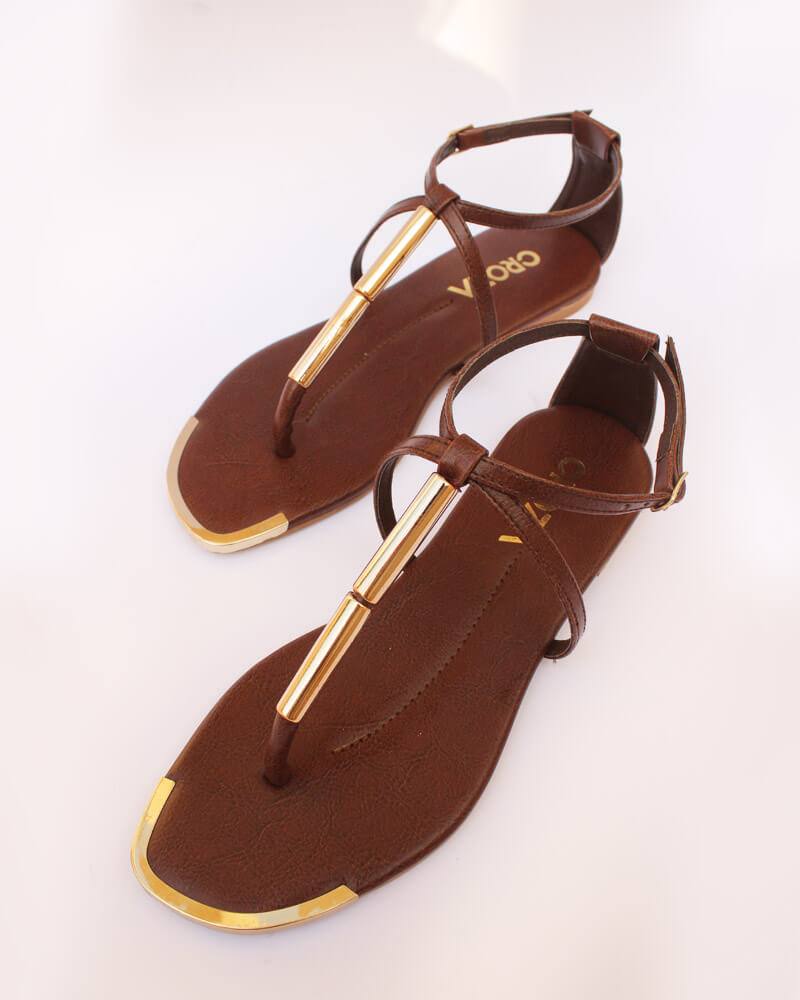 Brown Sleek Casual Sandals