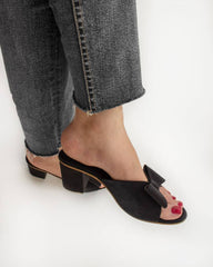 Peep-toe Black Block Heels