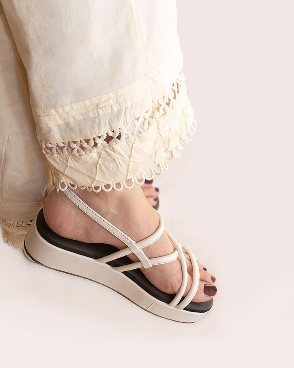 White Strappy Sandal Wedges