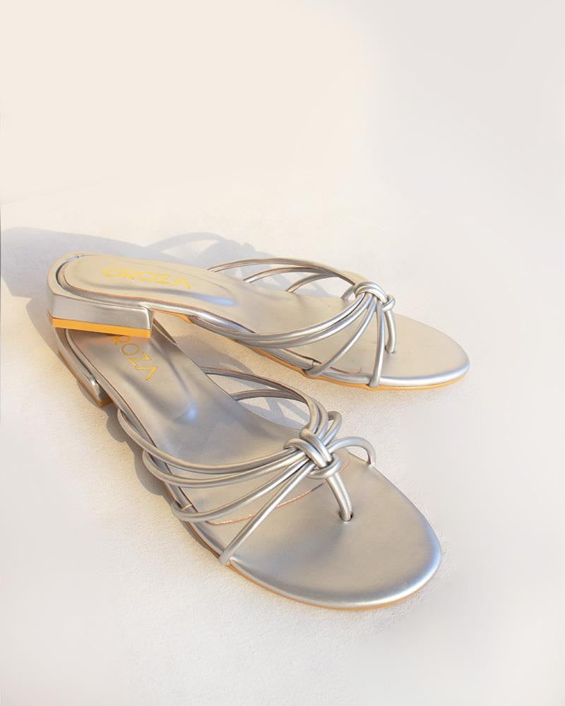 Silver Strappy Flats