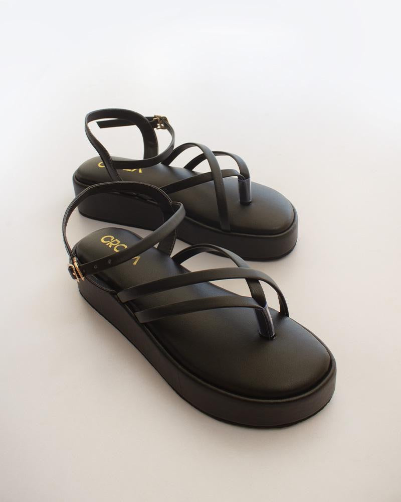 Black Sandal Wedges with straps