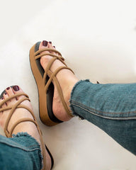 Brown Strappy Sandal Wedges