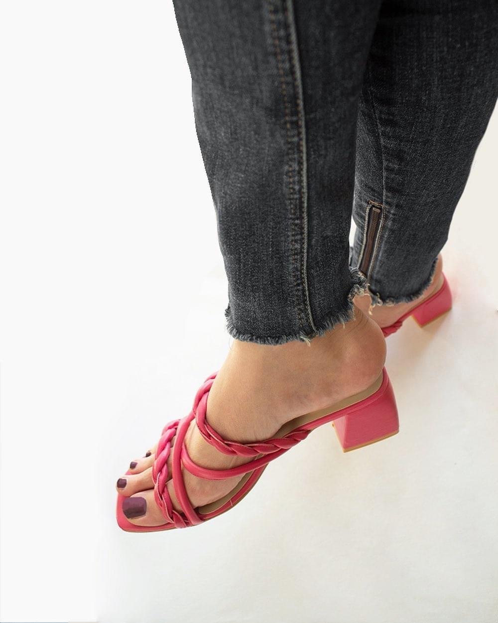 Shocking Pink Strappy Block heels